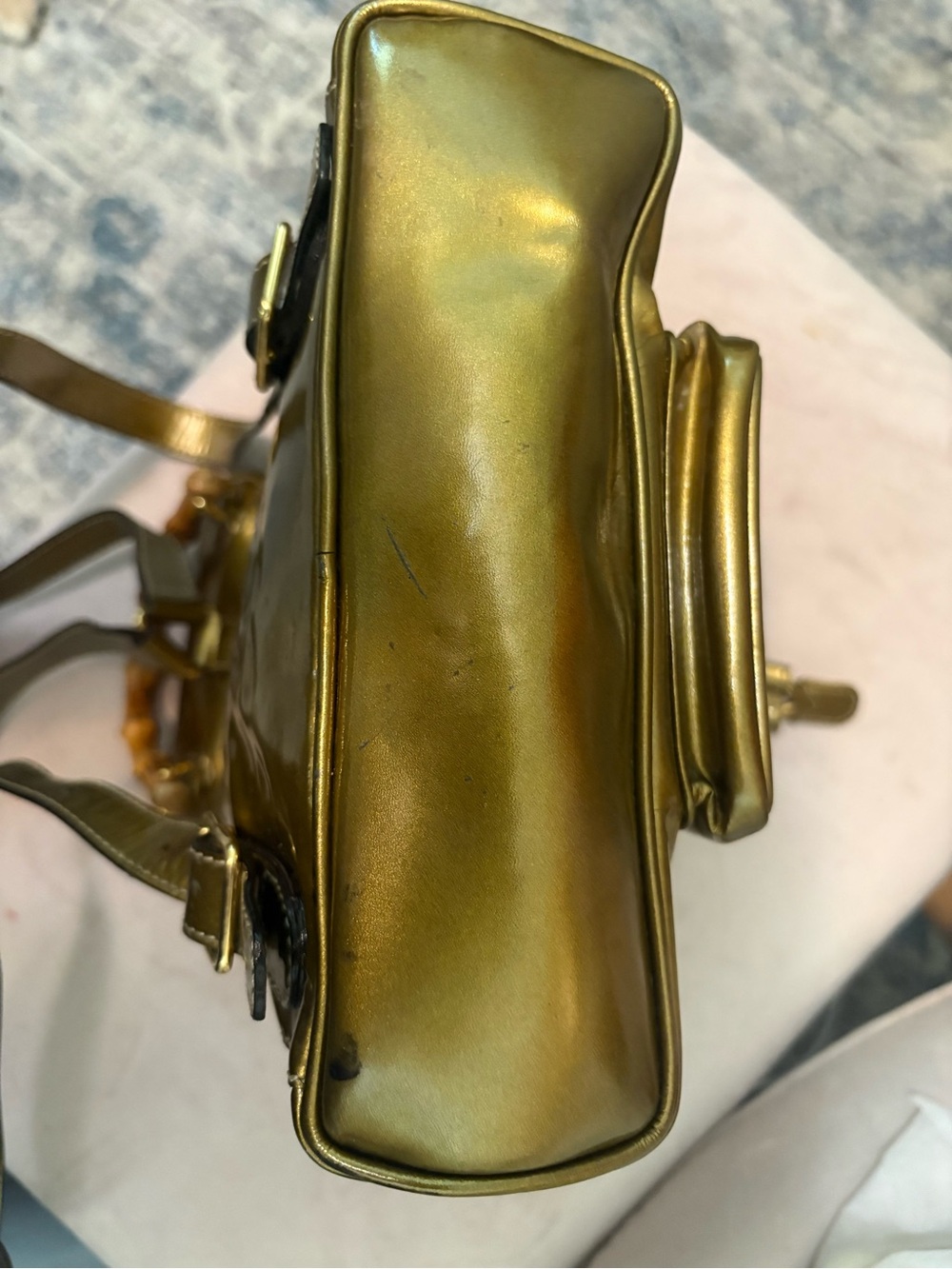 GUCCI Bamboo Mini Backpack Metallic Gold - Picture 10 of 12